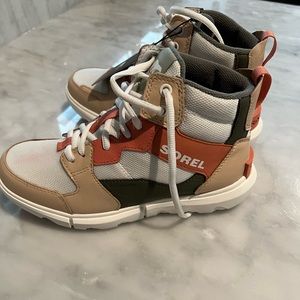 Sorel insulated/waterproof shoes. Light pink (salmon) & light green. Never worn